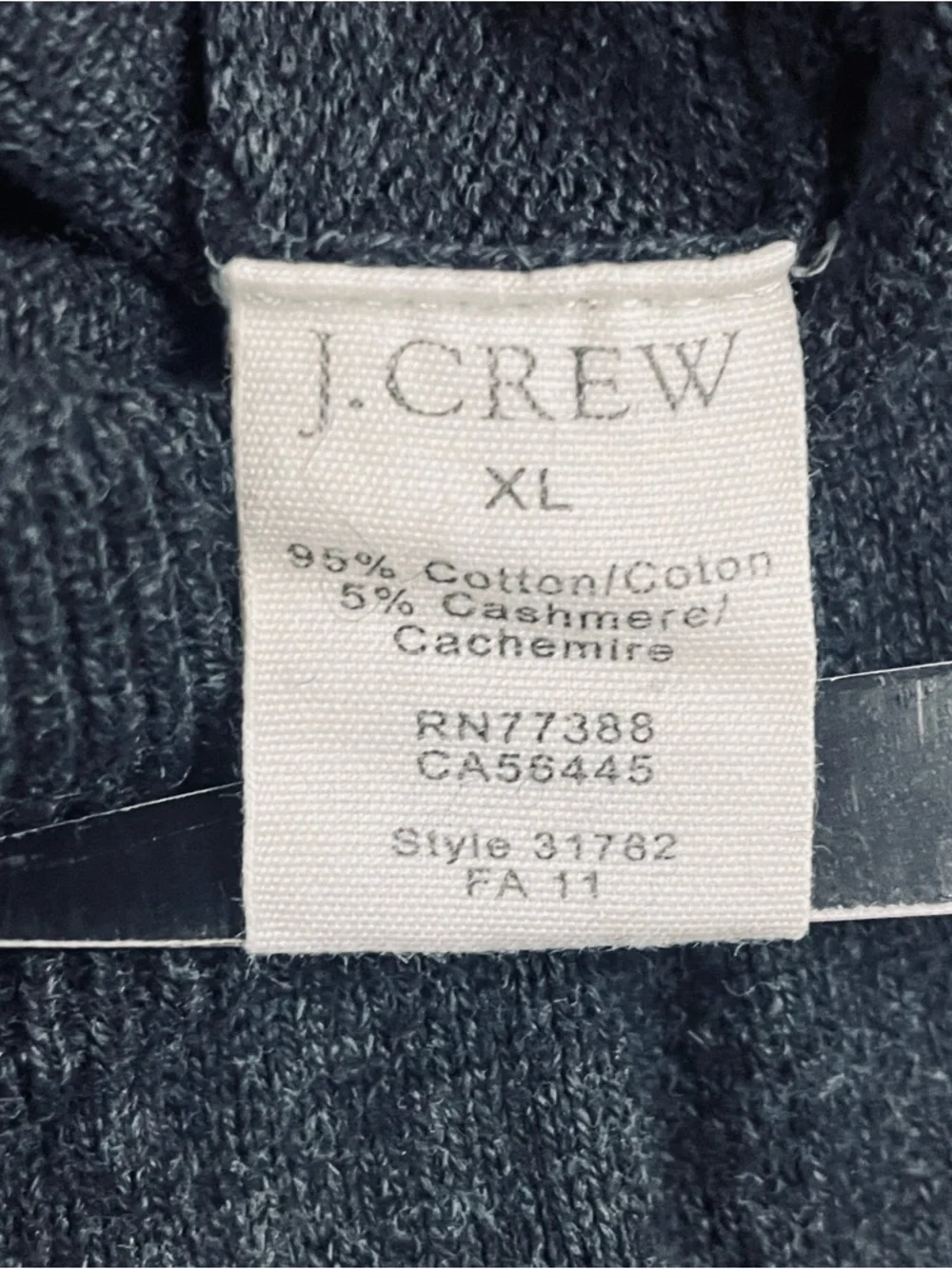 J CREW Sweater Mens XL Gray Cotton Cashmere Shawl Collar Grandpa Prep F383